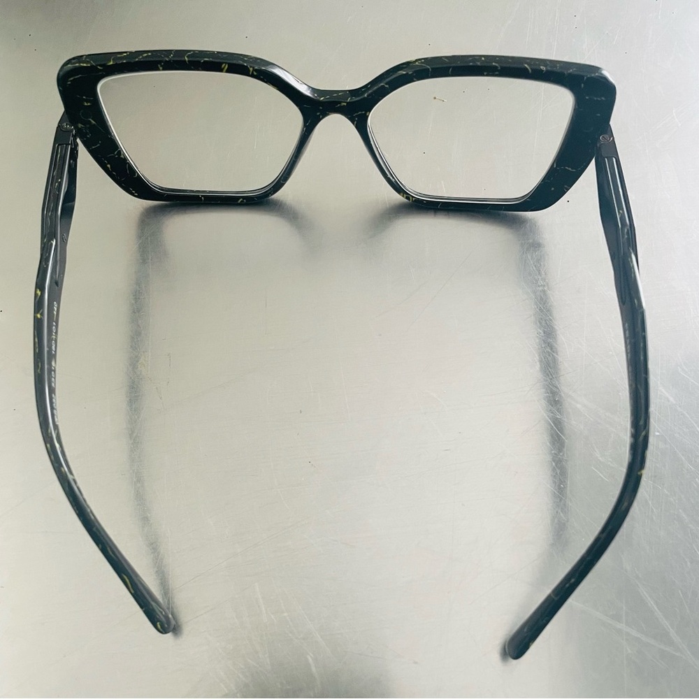 PRADA VPR O3Z Eyeglasses Black / White Marbled Square Eyeglasses With Hard Case - Picture 5 of 12